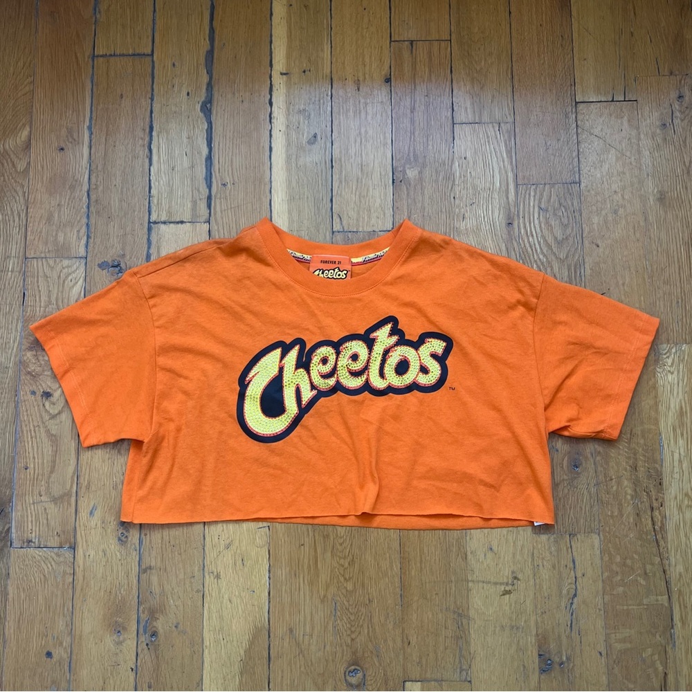 ❌❌SOLD❌Rhinestone Cropped Forever 21 x CHEETOS Top